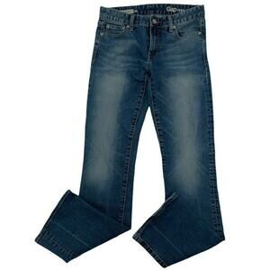 Gap 1969 Jeans Womens Sz 26 Straight Leg Whiskers Medium Wash Perfect Boot Denim